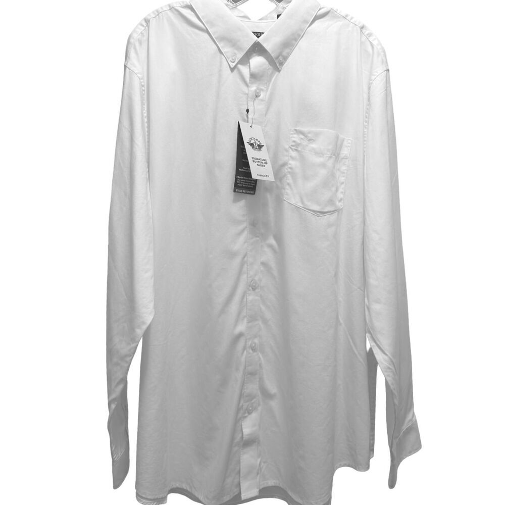 NWT Dockers Men's Signature Button Up Shirt Classic Fit White Size XXL